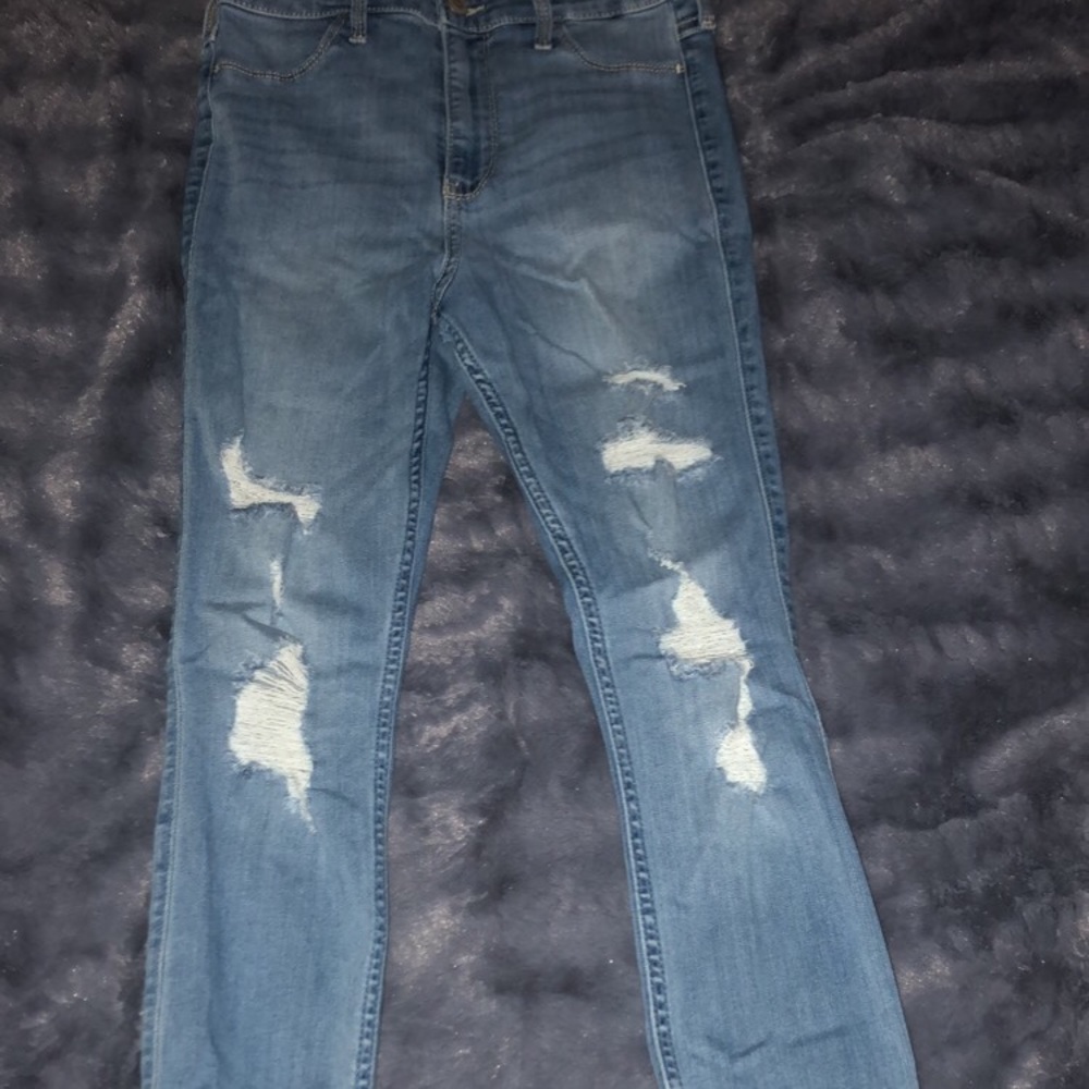 hollister ripped jean leggings(size 5 regular)